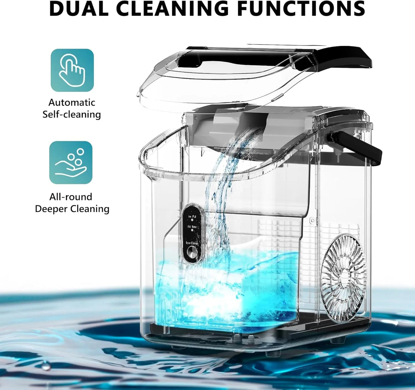 ☀️Summer Clearance Blowout! Just $39.99 🧊Auto-Cleaning 10'' Nugget Ice Countertop Ice Maker