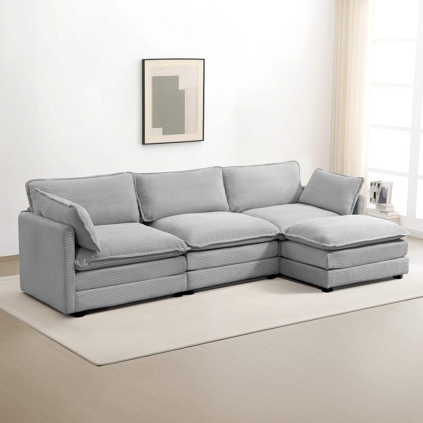 Oversized modular sofa with removable ottoman